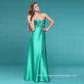 Querida a linha elegante decote Strapless do assoalho-comprimento vestido de noite de cetim Beading